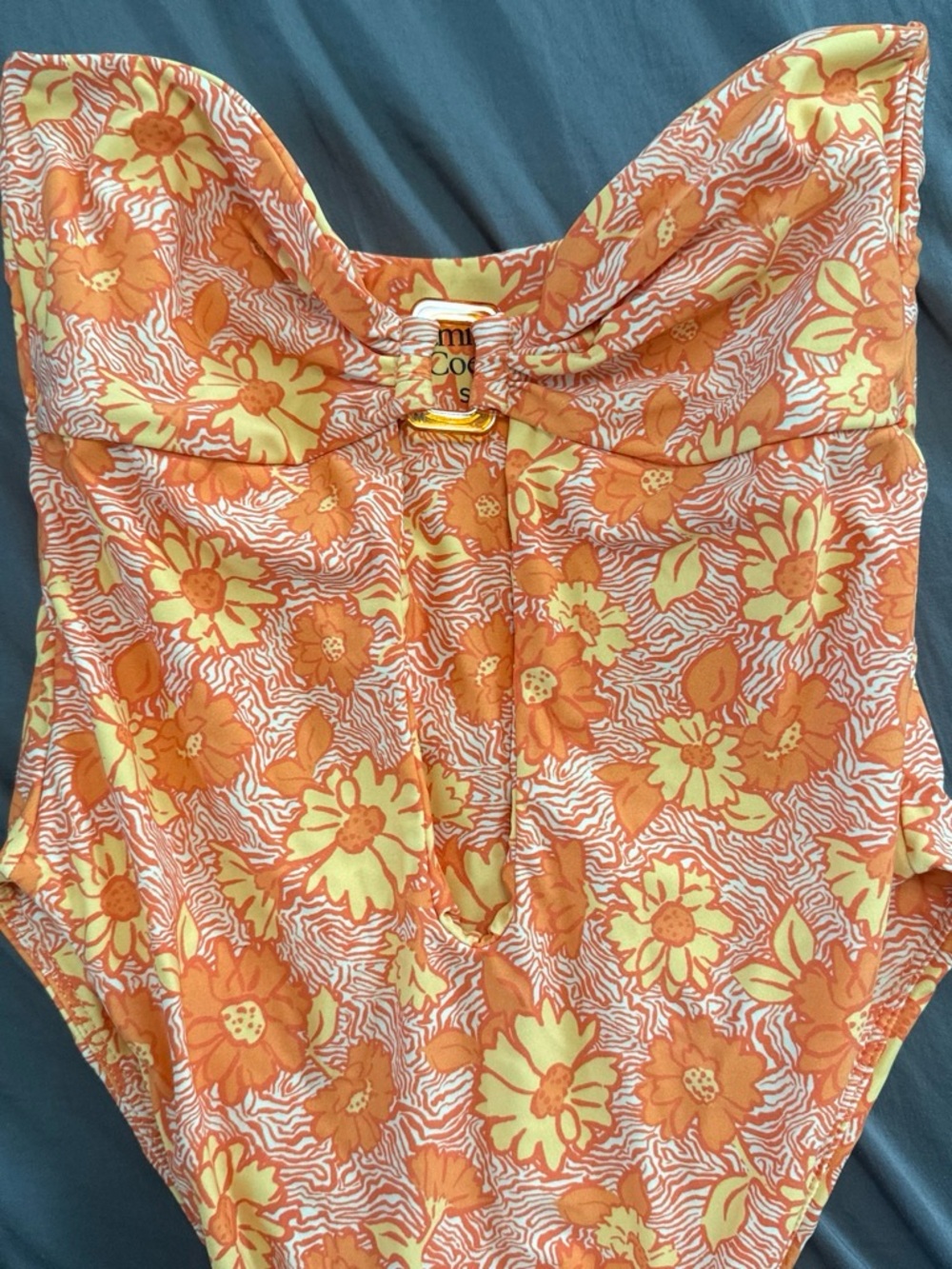 Camila Coelho Orange Floral One-Piece Swimsuit